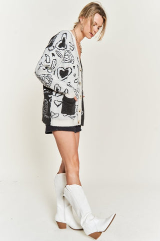 Heart Paisley & Color Block Cardigan - 1985 the VAULT Boutique