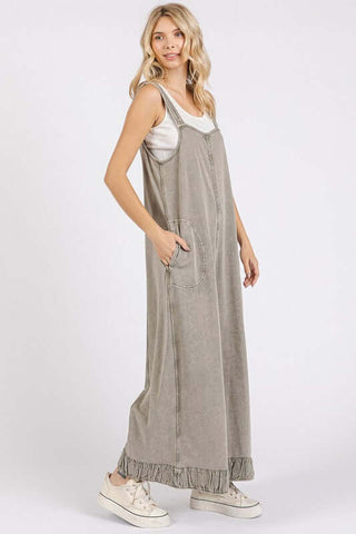 Mittoshop Ruffled Hem Wide Leg Overalls with Pockets - 1985 the VAULT Boutique