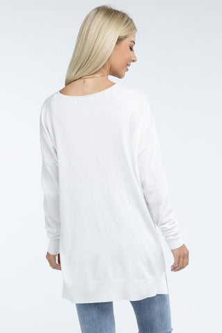 Hi-Low Hem Basic Front Seam Sweater - 1985 the VAULT Boutique