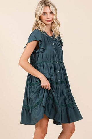 Mittoshop Lace Detail Ruffled Button Down Tiered Dress - 1985 the VAULT Boutique