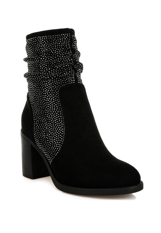 Chinar Rhinestone Studded Slouchy Ankle Boots - 1985 the VAULT Boutique