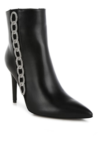 Kalina Rhinestones Chain Detail Boots - 1985 the VAULT Boutique