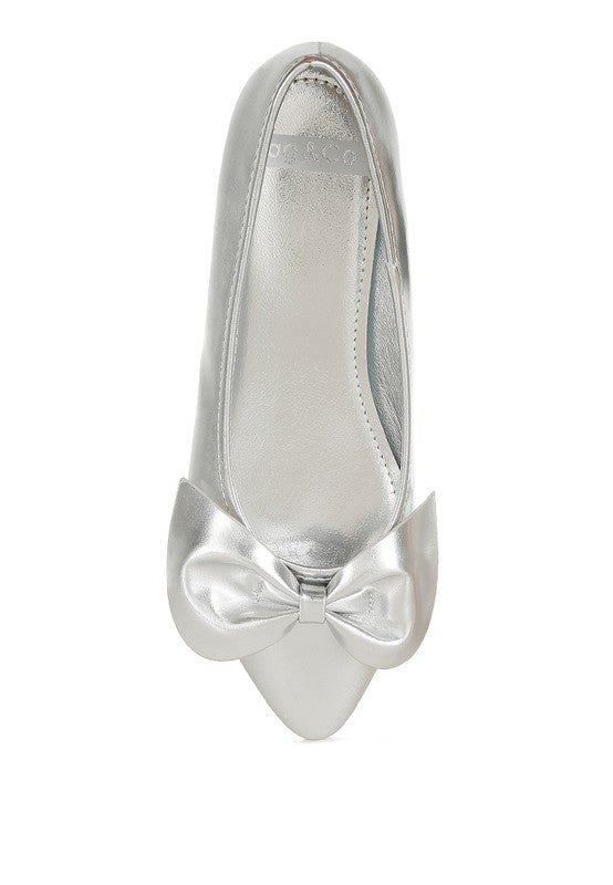 Bromelia Metallic Pleather Bow Ballerinas - 1985 the VAULT Boutique