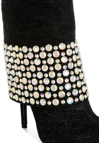 Mike Drop Diamante & Rhinestones Denim Boots - 1985 the VAULT Boutique