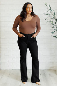 Etta High Rise Control Top Flare Jeans in Black - 1985 the VAULT Boutique