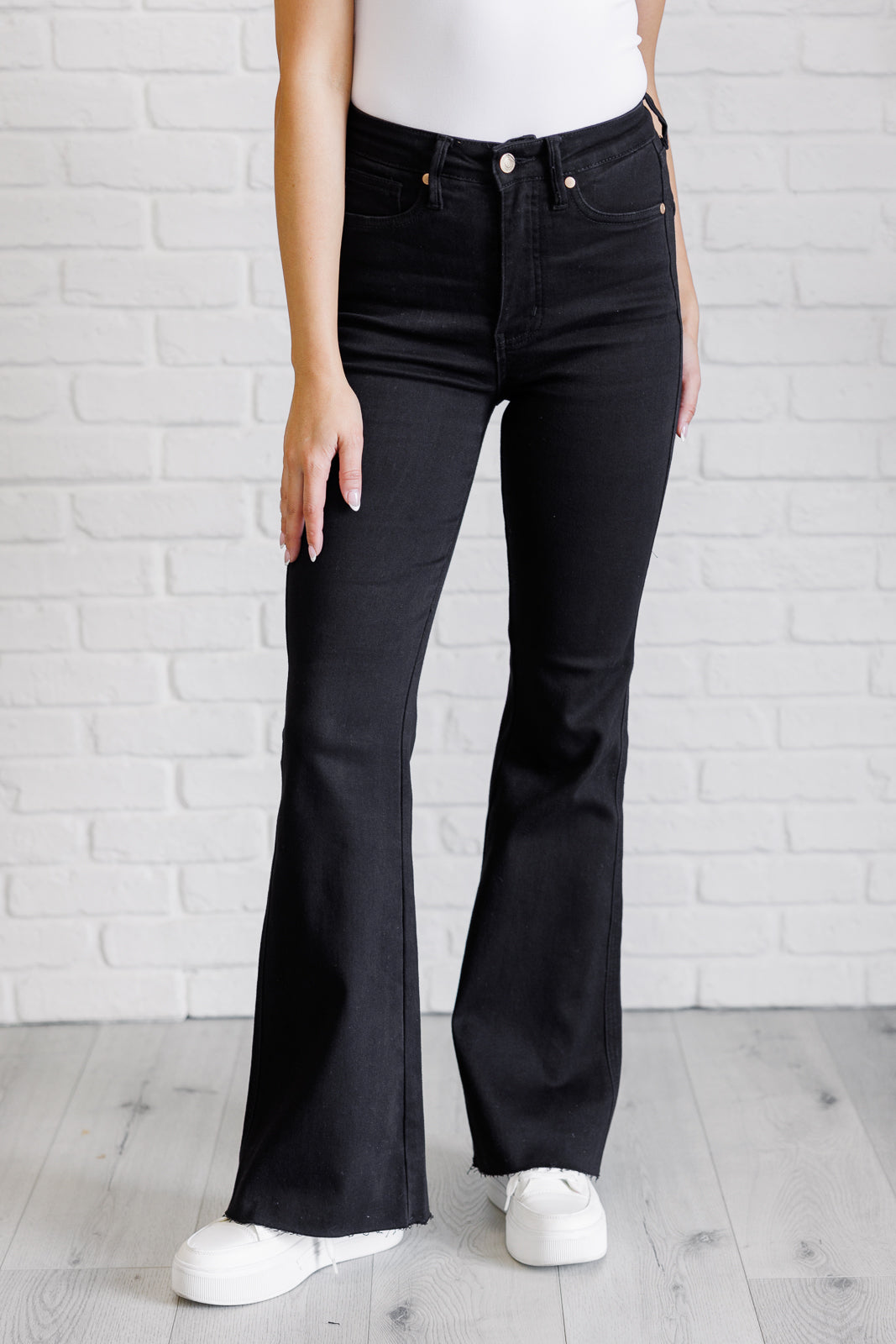 Etta High Rise Control Top Flare Jeans in Black - 1985 the VAULT Boutique