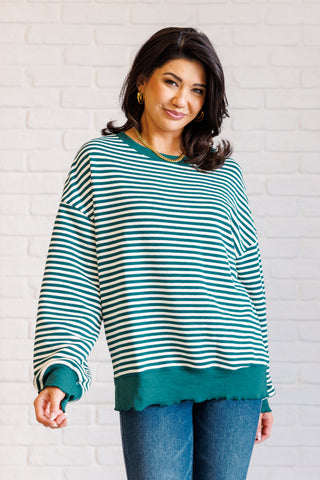 Too Good to be True Striped Drop Shoulder Top in Green - 1985 the VAULT Boutique