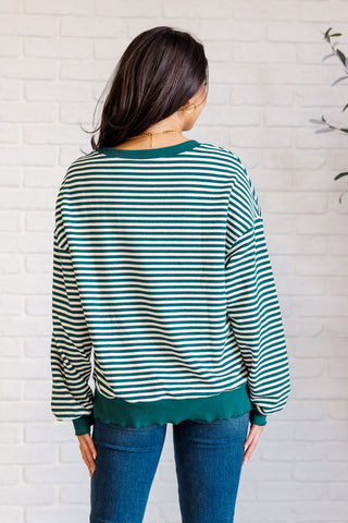 Too Good to be True Striped Drop Shoulder Top in Green - 1985 the VAULT Boutique