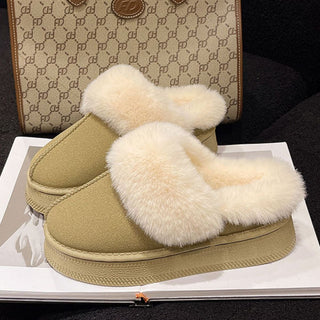 Suede Faux Fur Round Toe Platform Slippers - 1985 the VAULT Boutique