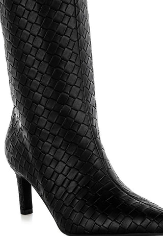 Mentha Woven Faux Leather Boots - 1985 the VAULT Boutique