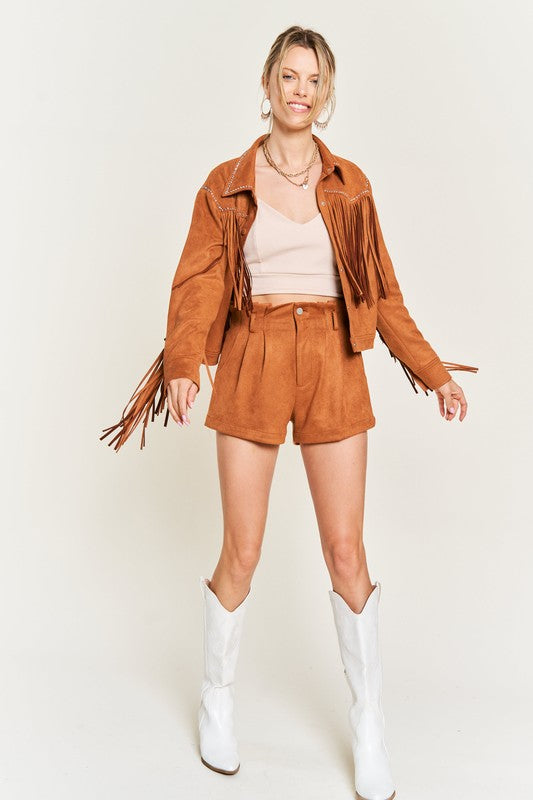 Suede Studded Fringe Jacket - 1985 the VAULT Boutique