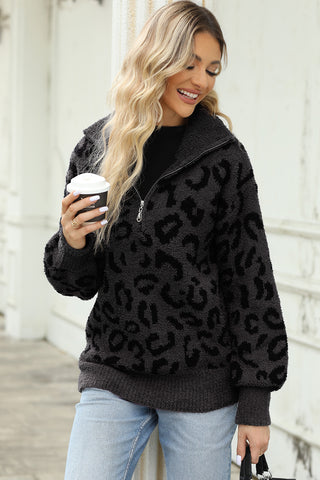 Leopard Half-Zip Sweater - 1985 the VAULT Boutique