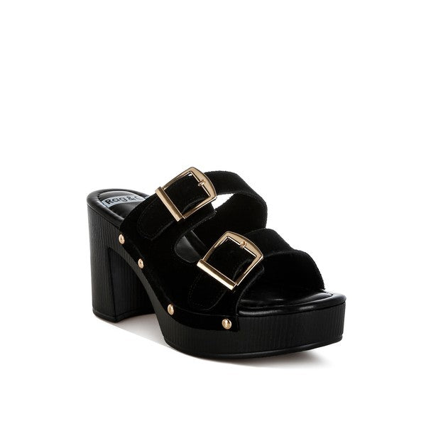 Zoane Studded Dual Buckle Platform Clogs - 1985 the VAULT Boutique