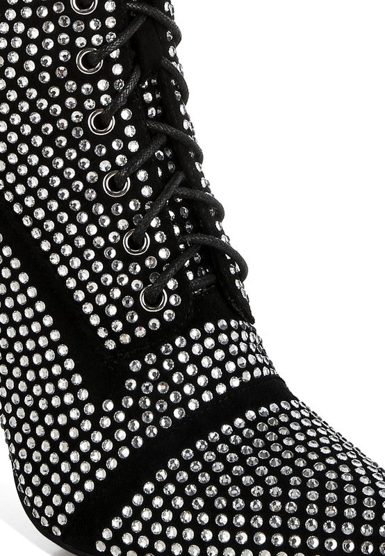 Bitetto Rhinestones Embellished Calf Boots - 1985 the VAULT Boutique