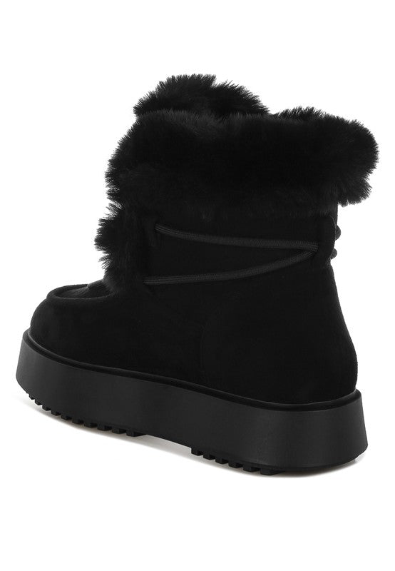 Bunting Faux Fur Collar Flatform Boots - 1985 the VAULT Boutique
