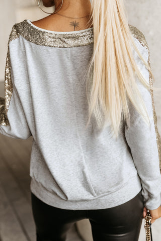 Sequin V-Neck Sweatshirt - 1985 the VAULT Boutique