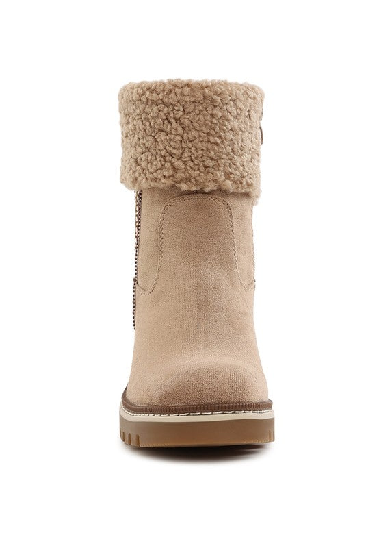 Woolly Faux Fur & Embroidery Detail Boots - 1985 the VAULT Boutique