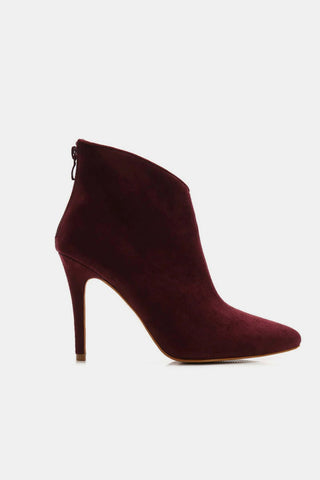 Beast Fashion Suede Stiletto Ankle Booties with Back Zippers - 1985 the VAULT Boutique