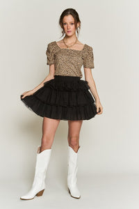 SOLID MESH TIERED SKIRT - 1985 the VAULT Boutique