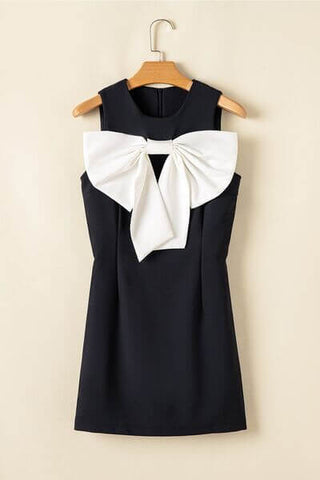 Bow Contrast Sleeveless Mini Dress - 1985 the VAULT Boutique