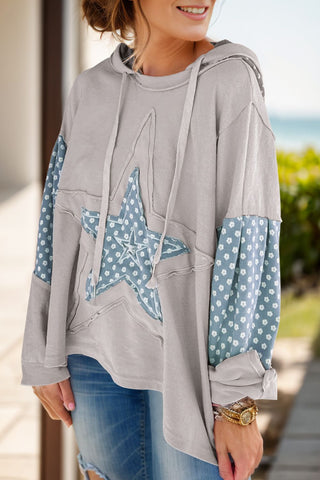 Drawstring Star Long Sleeve Hoodie - 1985 the VAULT Boutique