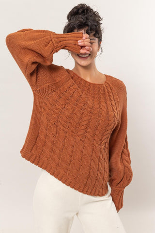 HYFVE Cable-Knit Round Neck Raglan Sleeve Sweater - 1985 the VAULT Boutique