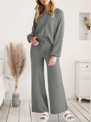 Long Sleeve Lounge Top and Drawstring Pants Set - 1985 the VAULT Boutique