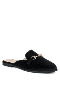 Velvet Buckled Flat Mules - 1985 the VAULT Boutique