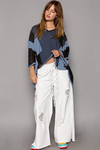 POL High-Low Contrast V-Neck Top - 1985 the VAULT Boutique