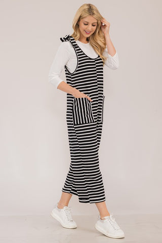 Celeste Full Size Striped Scoop Neck Overalls with Pockets - 1985 the VAULT Boutique