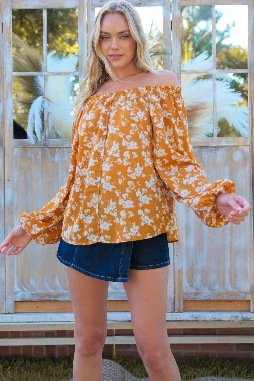 Hailey & Co Floral Off-Shoulder Balloon Sleeve Blouse - 1985 the VAULT Boutique