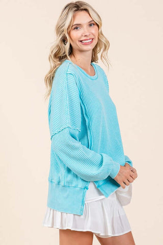 Mittoshop Mineral Wash Waffle Long Sleeve Sweatshirt - 1985 the VAULT Boutique