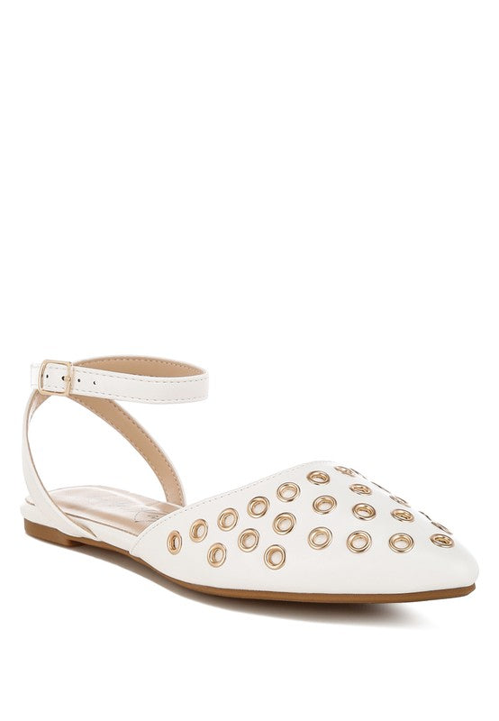 Chalcis Eyelet Detail Flat Sandals - 1985 the VAULT Boutique