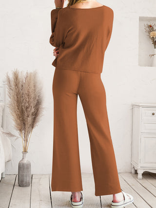 Long Sleeve Lounge Top and Drawstring Pants Set - 1985 the VAULT Boutique