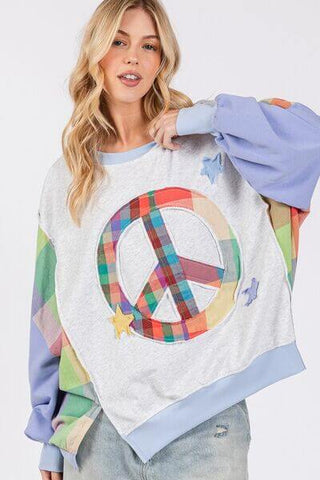 SAGE + FIG Contrast Peace Patch Dropped Shoulder Sweatshirt - 1985 the VAULT Boutique