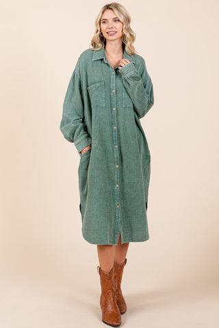 Mittoshop Mineral Wash Cotton Gauze Midi Shirt Dress - 1985 the VAULT Boutique