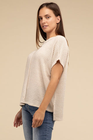 Dolman Short Sleeve Jacquard Sweater - 1985 the VAULT Boutique