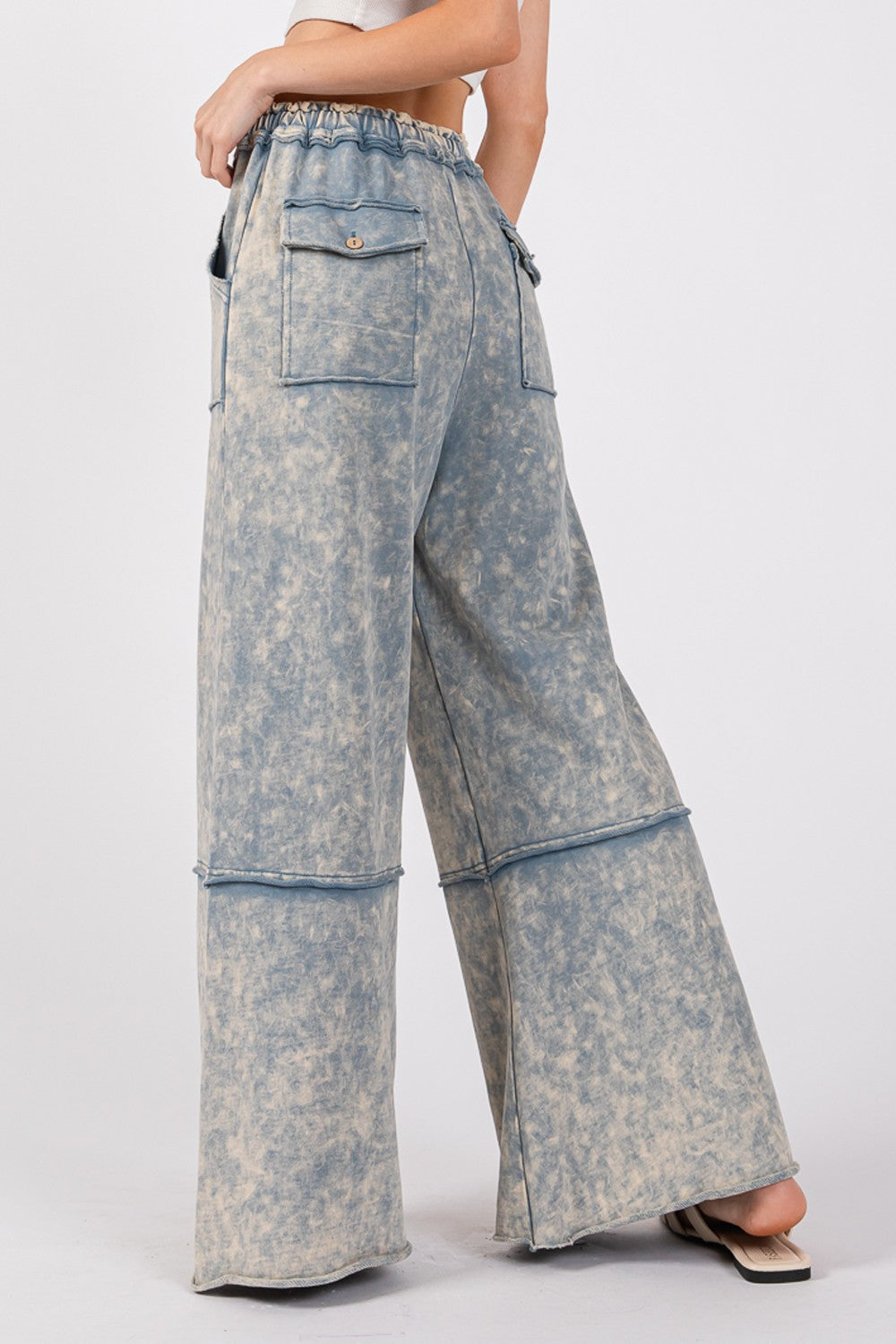 SAGE + FIG Mineral Washed Terry Wide Leg Pants - 1985 the VAULT Boutique