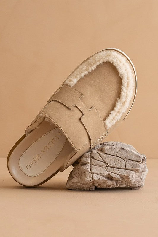 AVALON-SUEDE SHEARLING LOAFER MULE - 1985 the VAULT Boutique