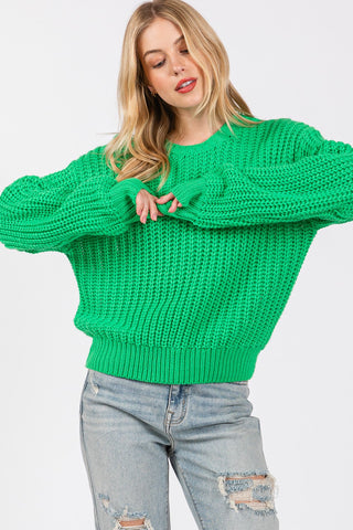 SAGE + FIG Round Neck Drop Shoulder Sweater - 1985 the VAULT Boutique