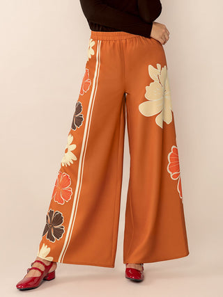 Printed Elastic Waist Wide Leg Pants - 1985 the VAULT Boutique