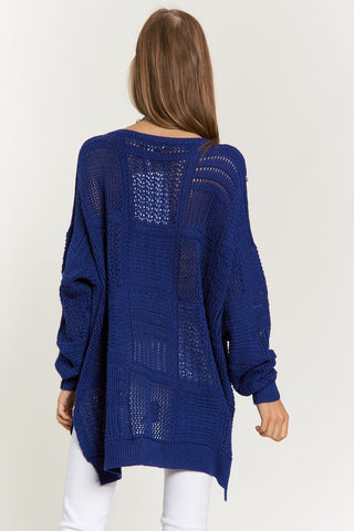 Davi & Dani Openwork Side Slit Drop Shoulder Knit Cover Up - 1985 the VAULT Boutique