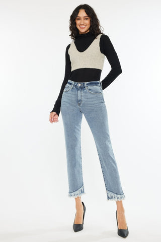 Kancan Raw Hem High Rise Straight Jeans - 1985 the VAULT Boutique