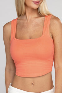 Basic Cotton Square Neck Cropped Cami Top - 1985 the VAULT Boutique