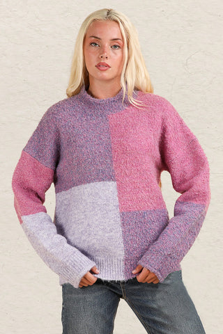 VERY J Color Block Mock Neck Drop Shoulder Sweater - 1985 the VAULT Boutique