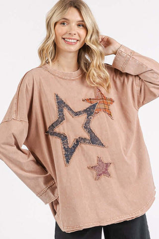 Mittoshop Mineral Wash Star Patch Long Sleeve T-Shirt - 1985 the VAULT Boutique