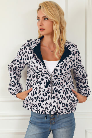 Leopard Zip-Up Hooded Jacket - 1985 the VAULT Boutique