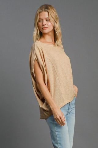 Umgee Exposed Seam Round Neck Batwing Sleeve Knit Top - 1985 the VAULT Boutique