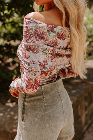 Floral Off-Shoulder Long Sleeve Bodysuit - 1985 the VAULT Boutique