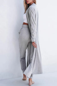 Open Front Long Sleeve Cardigan and Pants Lounge Set - 1985 the VAULT Boutique